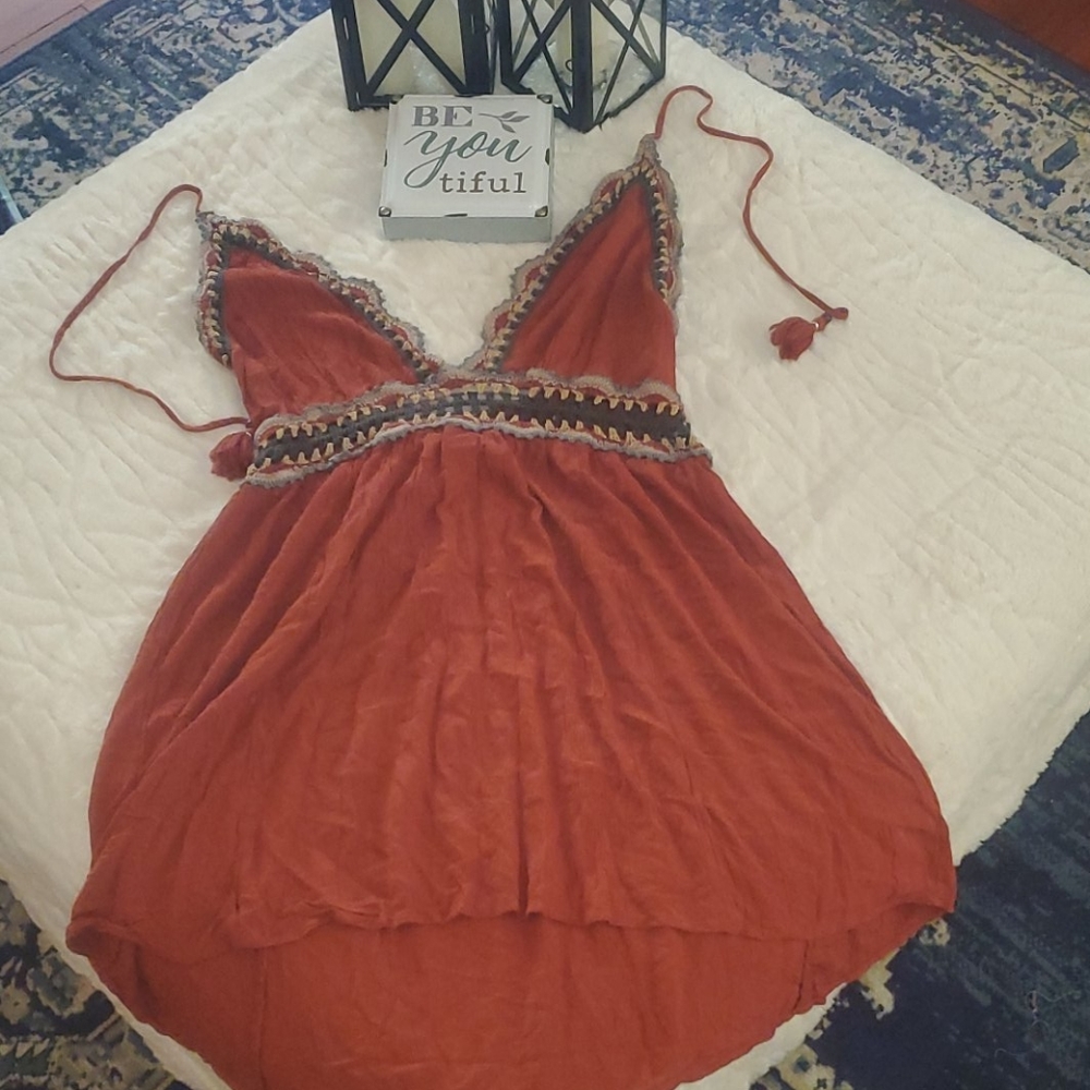 AE Crocheted tunic halter top